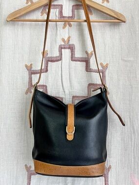 Vintage Pourchet Paris Leather Black & Tan Bag